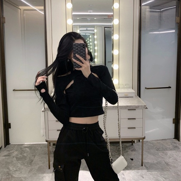 Pantaloni sport și casual de damă cu buzunare în negru