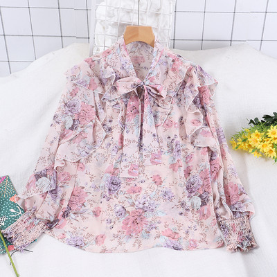 Bluza casual dama cu cravate si model floral in mai multe culori