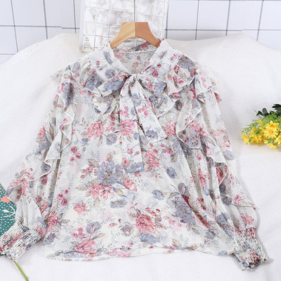 Bluza casual dama cu cravate si model floral in mai multe culori