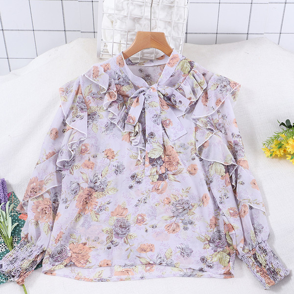 Bluza casual dama cu cravate si model floral in mai multe culori