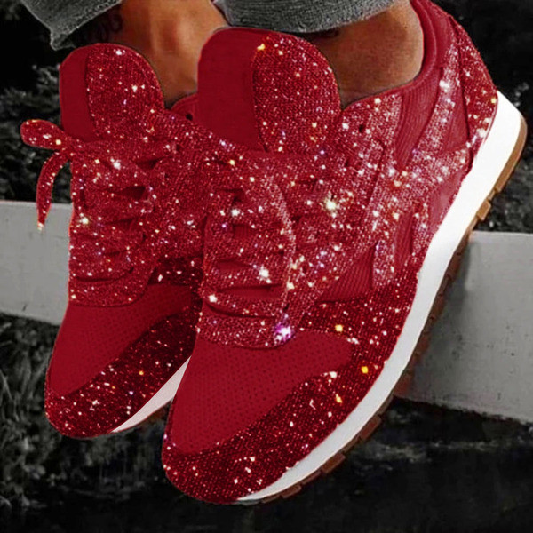 Model NOU de adidasi dama cu sireturi si efect stralucitor in sase culori