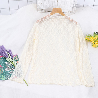 Bluză de damă modernă din dantelă cu mâneci lungi în trei culori