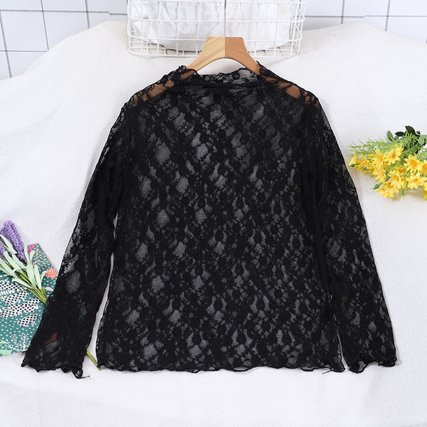 Bluză de damă modernă din dantelă cu mâneci lungi în trei culori
