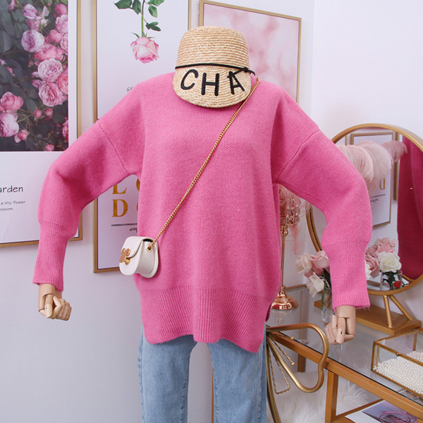 Új modellű női pulóver O-nyakú fehér, sárga, rózsaszín és zöld színekben