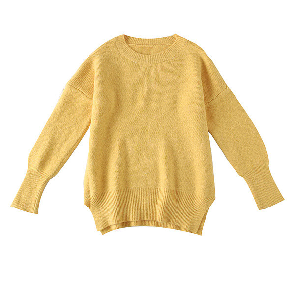 Új modellű női pulóver O-nyakú fehér, sárga, rózsaszín és zöld színekben