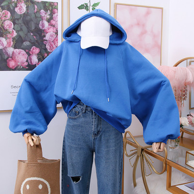 Μοντέρνο γυναικείο φούτερ με κουκούλα  φαρδύ μοντέλο σε διάφορα χρώματα