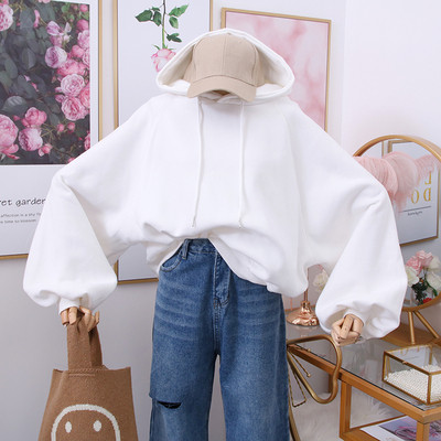 Μοντέρνο γυναικείο φούτερ με κουκούλα  φαρδύ μοντέλο σε διάφορα χρώματα