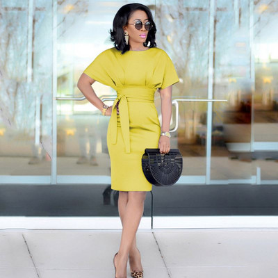 Modern női hosszú ruha, rövid ujjal és megkötővel öt színben