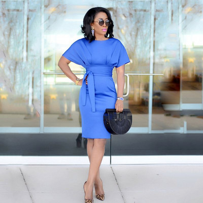 Modern női hosszú ruha, rövid ujjal és megkötővel öt színben