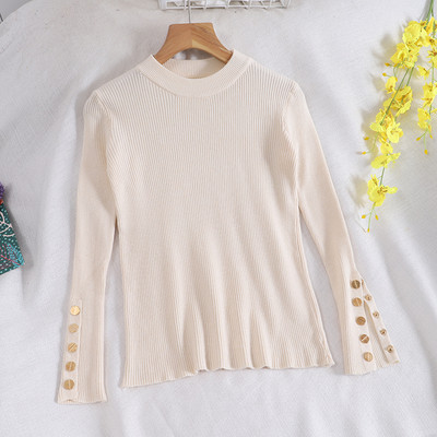 Alkalmi női blúz ovális nyakkivágással és gombokkal, három színben