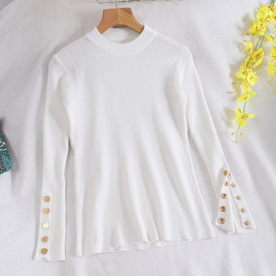 Alkalmi női blúz ovális nyakkivágással és gombokkal, három színben