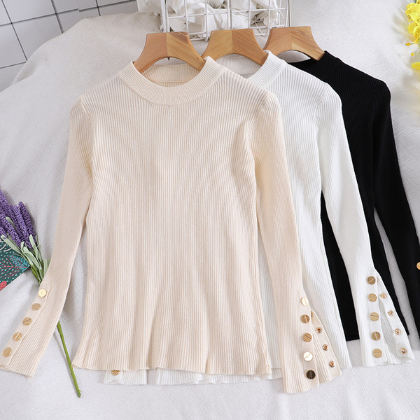 Alkalmi női blúz ovális nyakkivágással és gombokkal, három színben