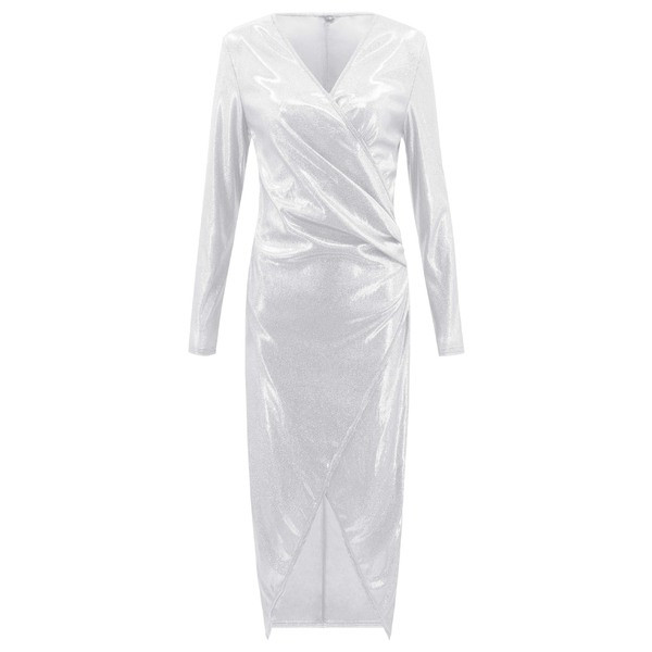 Κομψό γυναικείο φόρεμα με βαθύ λαιμόκοψη και με σχίσιμο σε διάφορα χρώματα