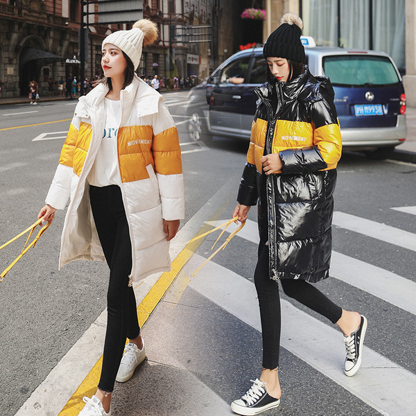 Geaca de iarna moderna de dama cu gluga model lunga in trei culori