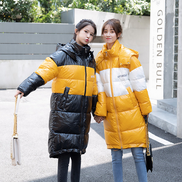 Geaca de iarna moderna de dama cu gluga model lunga in trei culori