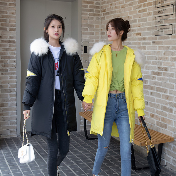 Geaca de iarna dama model lat cu puf pe gluga in trei culori