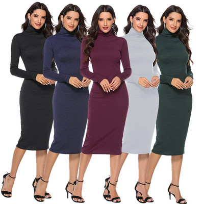 Rochie de dama actuala model Slim cu guler polo in mai multe culori