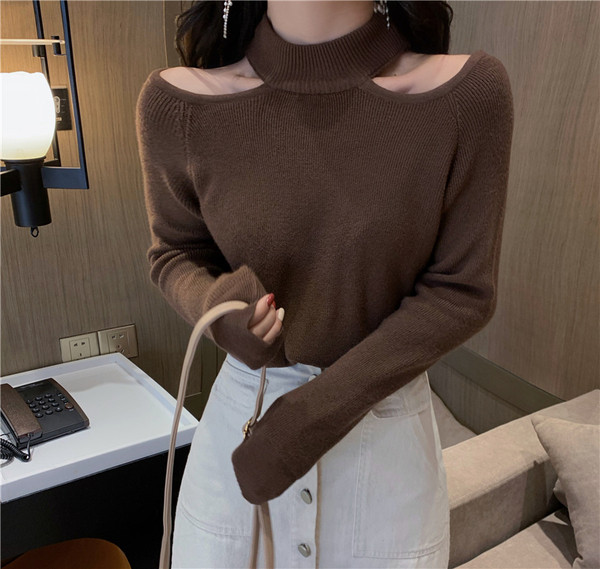 Pulover subțire de damă cu umerii goi - mai multe culori