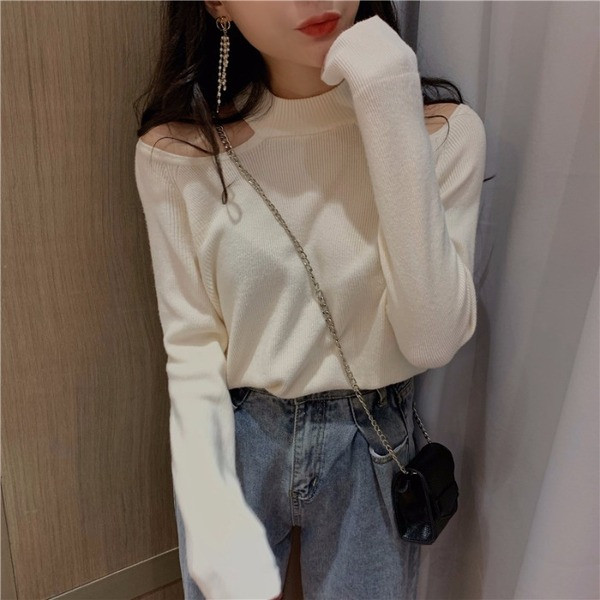 Pulover subțire de damă cu umerii goi - mai multe culori