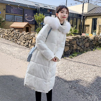 NOU Geaca de iarna de dama actuala model lung in alb si negru