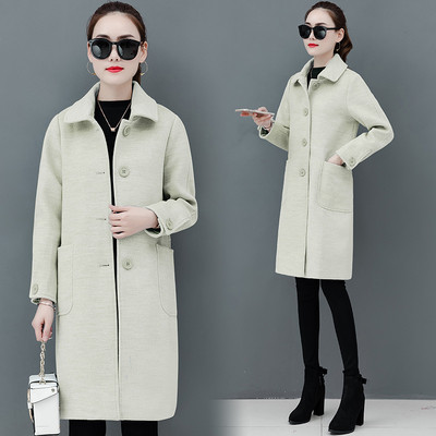 Új modell elegáns női kabát gombokkal és zsebekkel, kék, rózsaszín és fehér színben