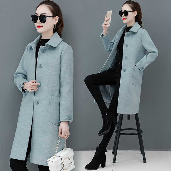 Új modell elegáns női kabát gombokkal és zsebekkel, kék, rózsaszín és fehér színben