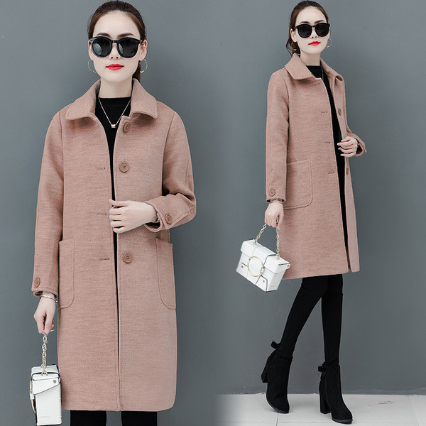 Új modell elegáns női kabát gombokkal és zsebekkel, kék, rózsaszín és fehér színben