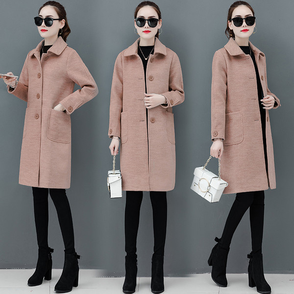 Új modell elegáns női kabát gombokkal és zsebekkel, kék, rózsaszín és fehér színben