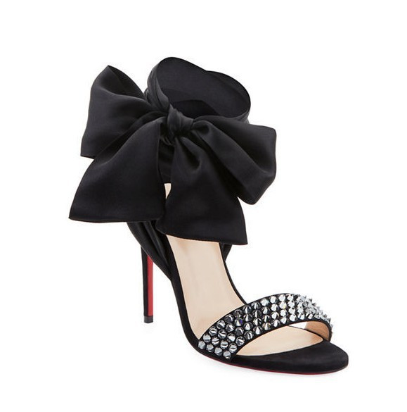 Модерни дамски сандали  на висок ток с връзки и камъни в два цвята 