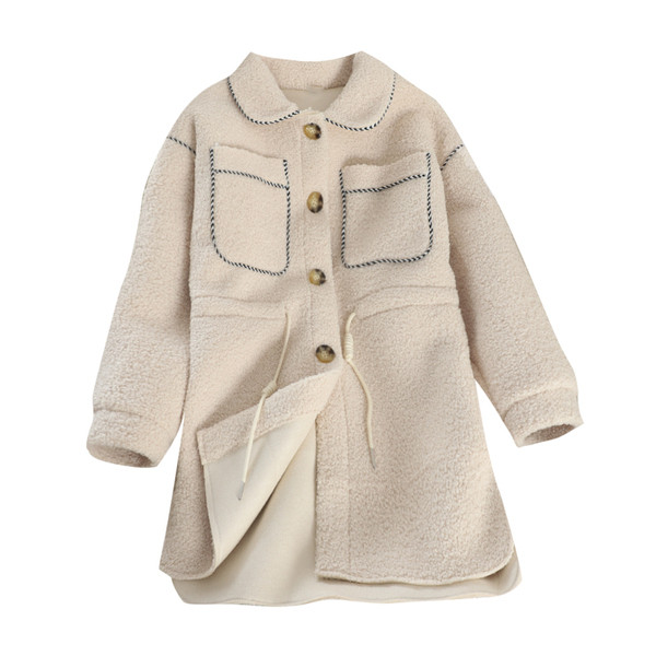 Palton de dama modern cu cravate si nasturi in roz si bej