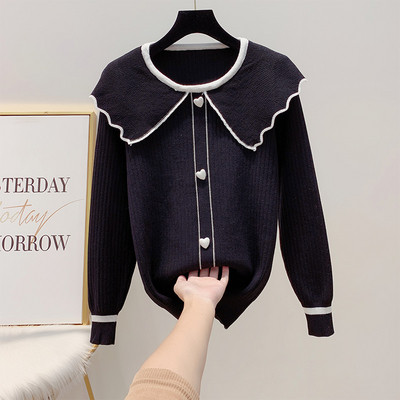 Μοντέρνο γυναικείο πουλόβερ  με κολάρο σε τέσσερα χρώματα