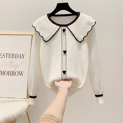 Μοντέρνο γυναικείο πουλόβερ  με κολάρο σε τέσσερα χρώματα