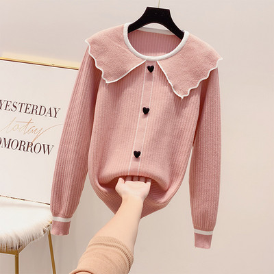 Μοντέρνο γυναικείο πουλόβερ  με κολάρο σε τέσσερα χρώματα