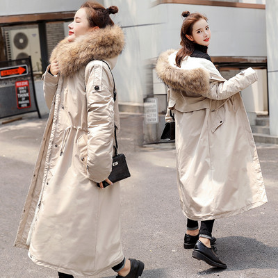 Női téli kabát puha béléssel - hosszú modell kapucnival