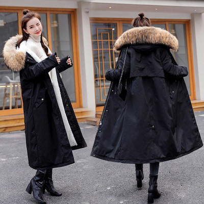 Női téli kabát puha béléssel - hosszú modell kapucnival