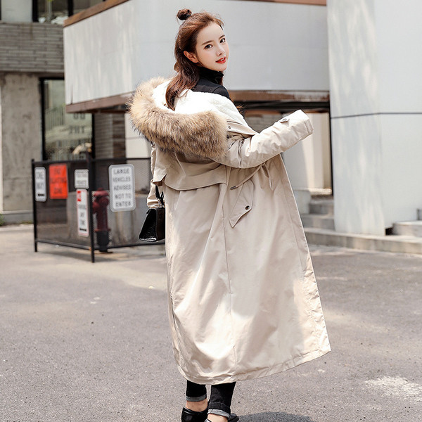 Női téli kabát puha béléssel - hosszú modell kapucnival