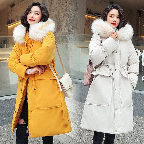 Geaca de iarna moderna de dama cu buzunare mari model lung in patru culori