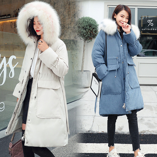 Geaca de iarna moderna de dama cu buzunare mari model lung in patru culori