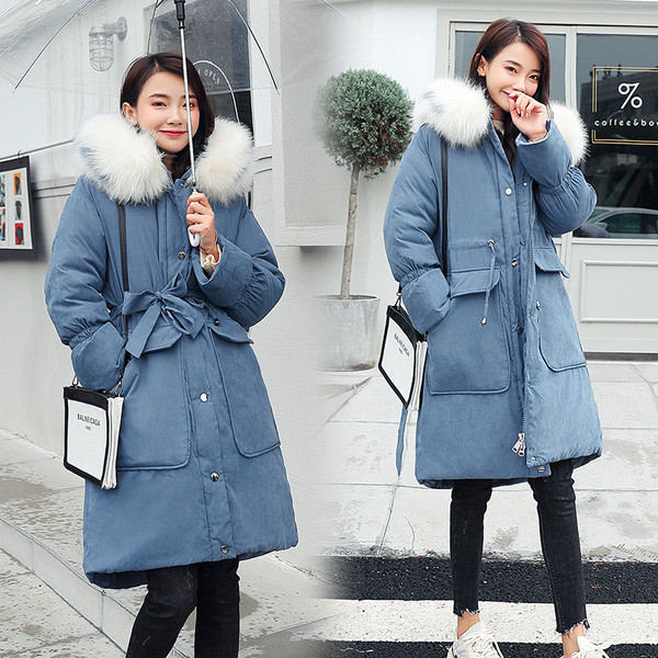 Geaca de iarna moderna de dama cu buzunare mari model lung in patru culori