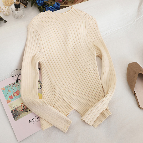 Pulover de dama Model slim cu decolteu oval in patru culori