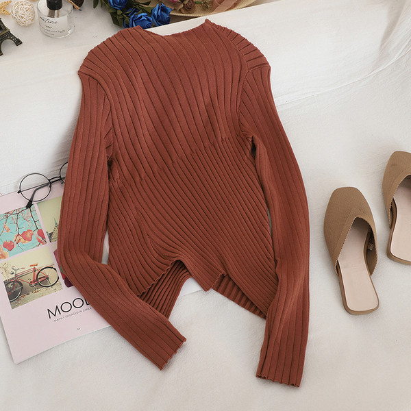 Pulover de dama Model slim cu decolteu oval in patru culori