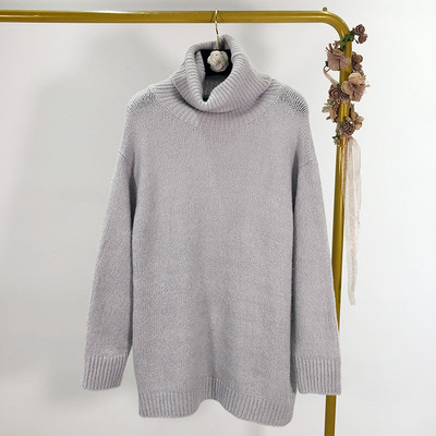 Pulover lung si lat cu guler inalt in trei culori