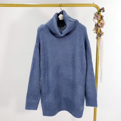 Pulover lung si lat cu guler inalt in trei culori