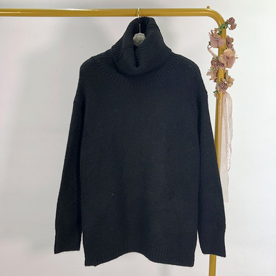 Pulover lung si lat cu guler inalt in trei culori