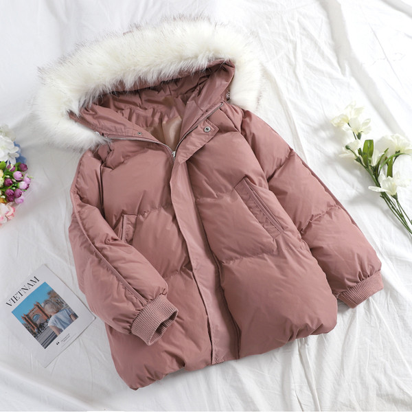 Geaca casual dama cu puf si nasturi in mai multe culori