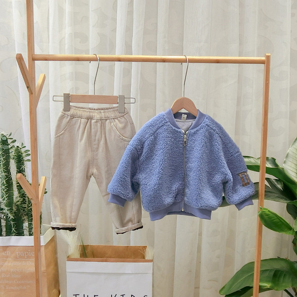 Μοντέρνο παιδικό φούτερ σε μπλε και καφέ χρώμα με φερμουάρ