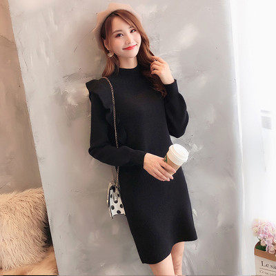 Modern női ruha, hosszú ujjú és fürtök négy színben