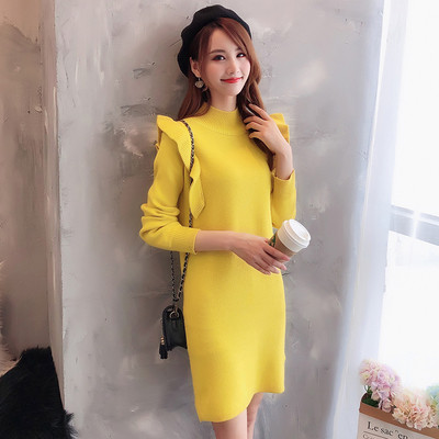 Modern női ruha, hosszú ujjú és fürtök négy színben