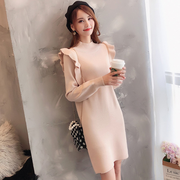 Modern női ruha, hosszú ujjú és fürtök négy színben