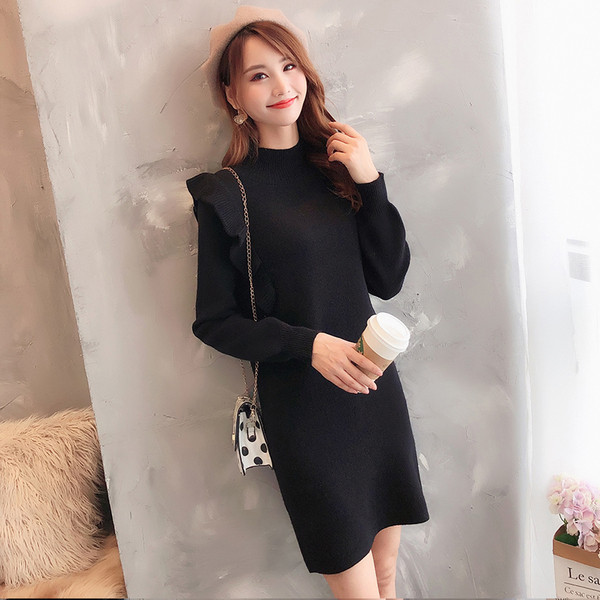 Modern női ruha, hosszú ujjú és fürtök négy színben